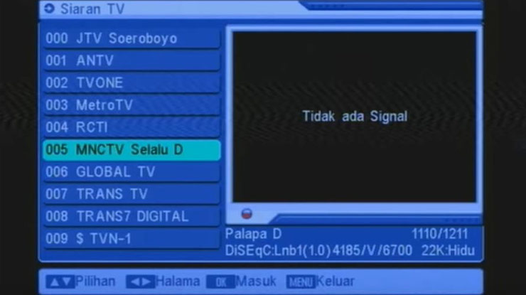 Memprogram TV Parabola Yang Tidak Ada Sinyal