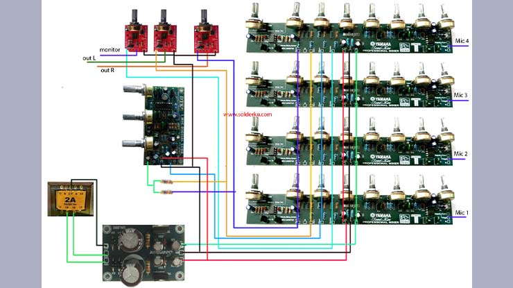 Gambar Diagram Merakit Mixer Audio Sederhana