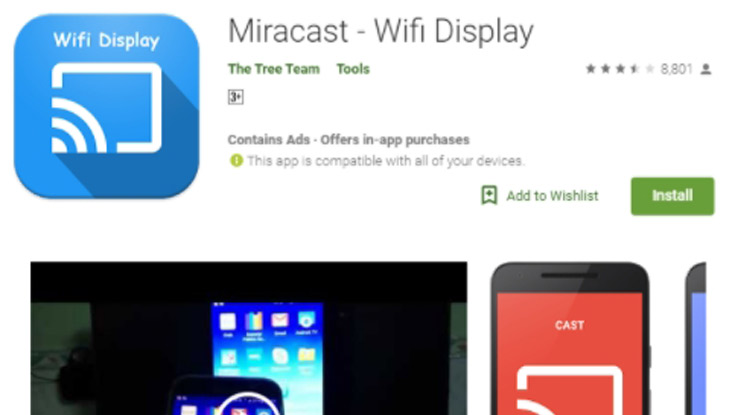 Download dan install aplikasi miracast di Play store