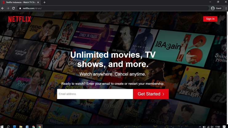 Masuk ke.netflix melalui browser di laptop