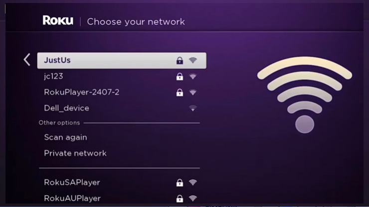 Sambungkan Roku ke jaringan internet