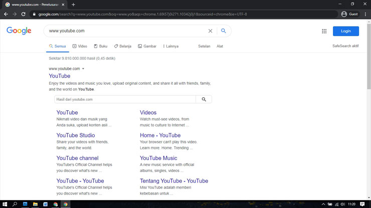 buka situs Youtube