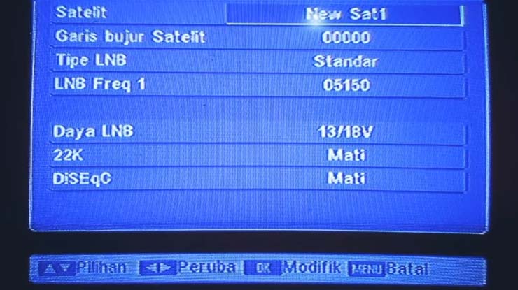 pilih Menu lalu Satelit