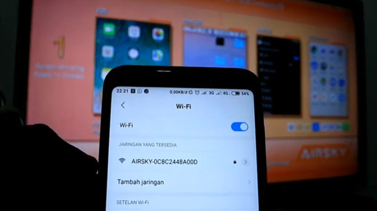 sambungkan dongle ke jaringan yang sama melalui ponsel