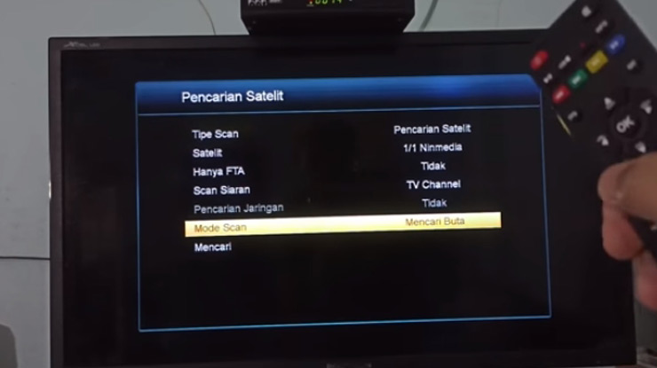 muncul tampilan pilihan pencarian scan mode