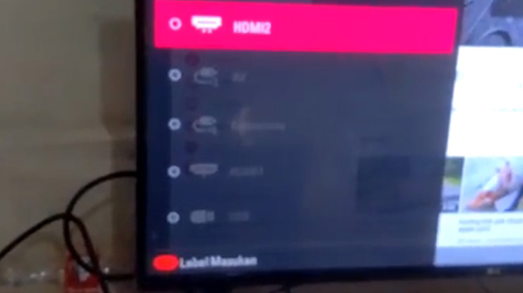 pilih input HDMI pada TV