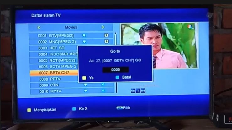 pilih nomor untuk channel yang akan dipindah