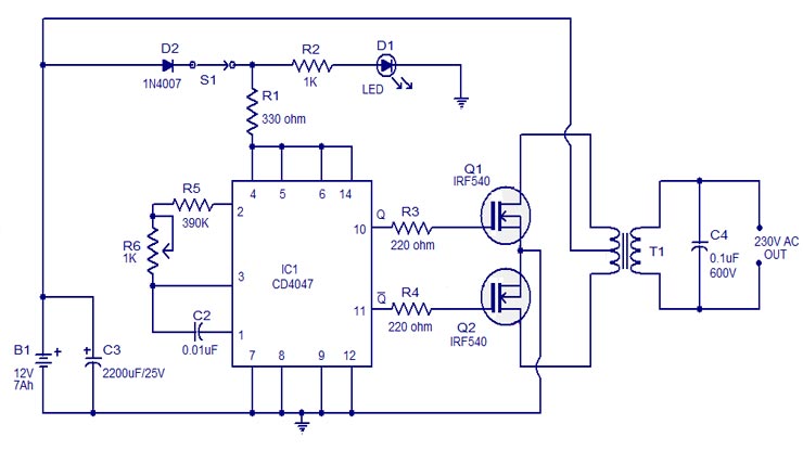 skema inverter 100 watt