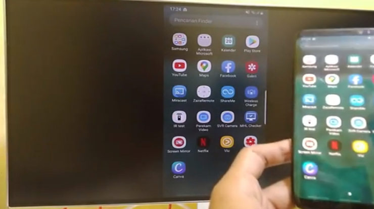 tampilan layar Hp akan diproyeksikan ke layar TV