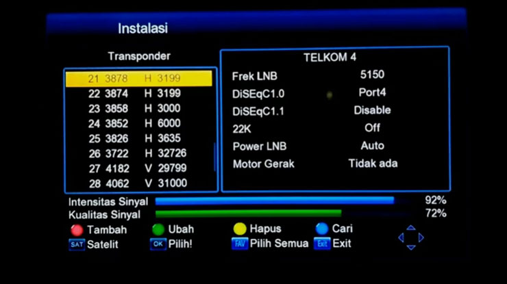 tekan tombol kuning di remot 1