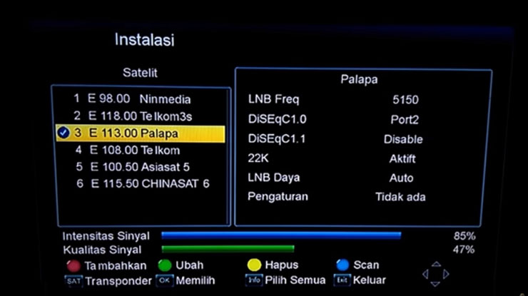 pilih satelit nama satelit