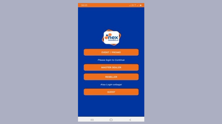 muncul menu Login atau Masuk ada 3 pilihan untuk Login yaitu Master Dealer Reseller dan Guest.