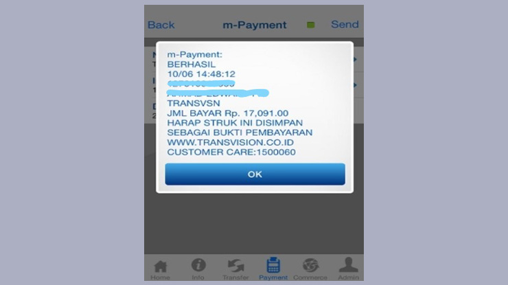 muncul notifikasi m Payment BERHASIL 1