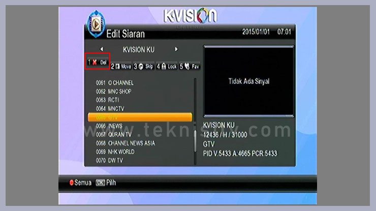 Menghapus Channel TV Pada Parabola