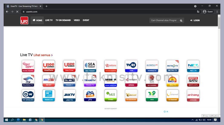 muncul beranda dari Usee TV