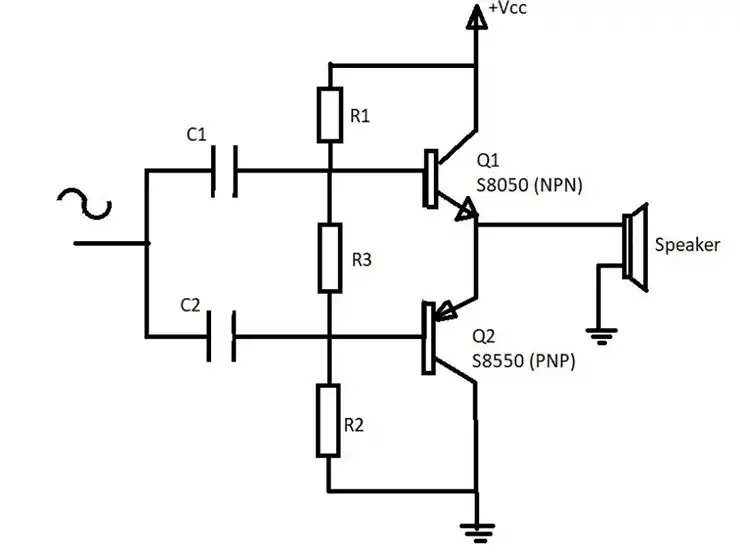 Contoh Rangkaian Transistor S8050 audio