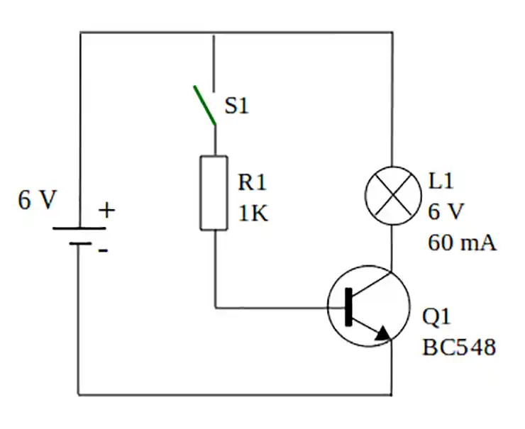 Contoh Rangkaian Transistor S8050 saklar